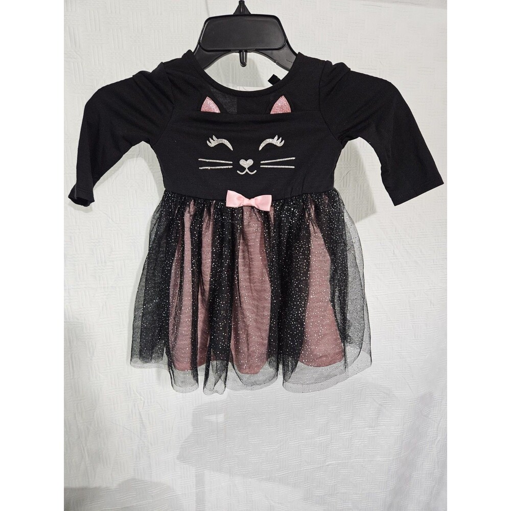 Sz 24M - Zunie Kids' Kitty Long Sleeve Jersey & Tulle Party Dress